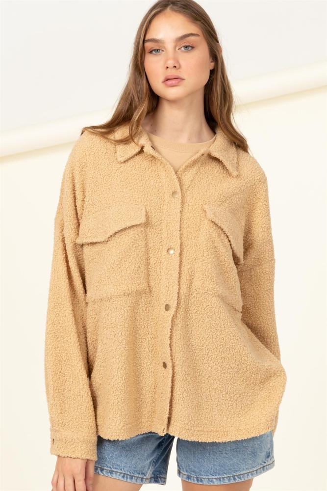 Day Dreaming Fleece Shacket: TAUPE