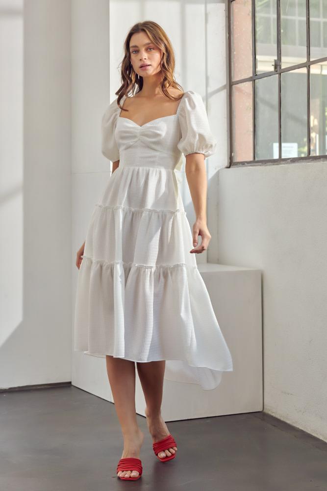 Sunshine Chaser Tie Detail Maxi Dress: WHITE