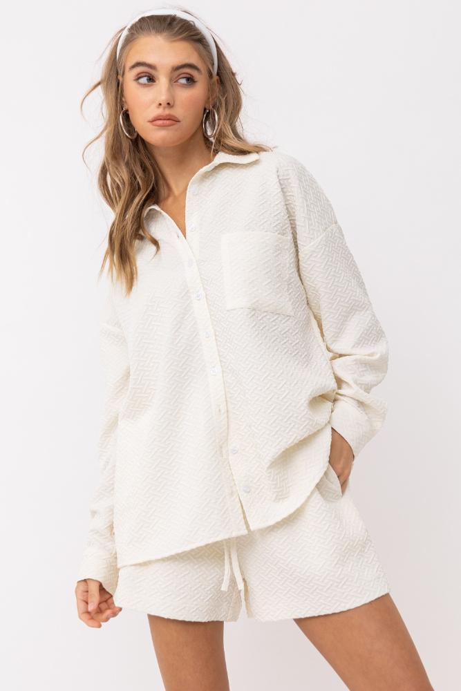 The Jess Long Sleeve Button Down: IVORY