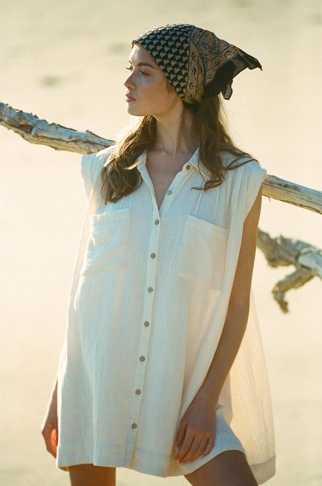 Polanco Woven Shirt Dress: IVORY