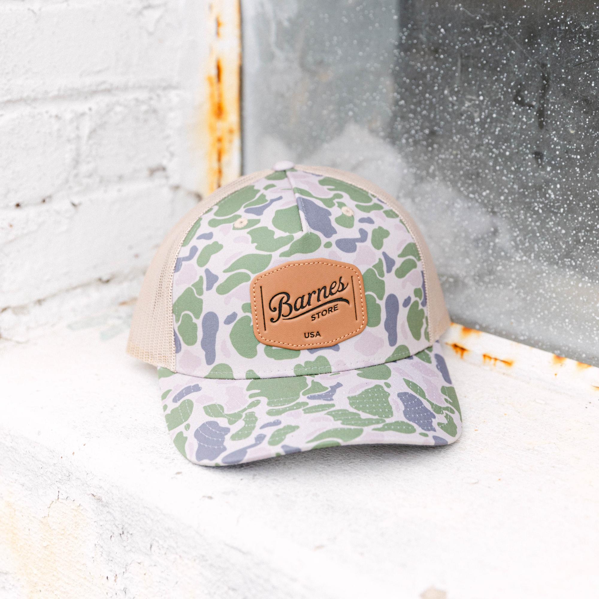 Leather Patch Trucker Hat - Duck Camo