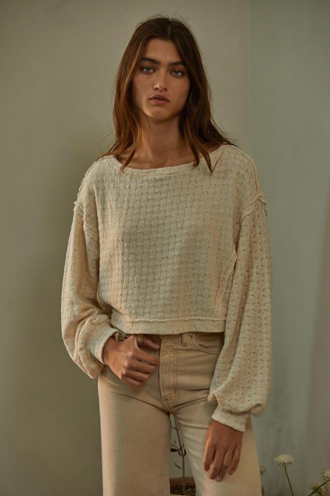 The Francine Knit Long Sleeve Top: CREAM