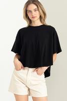 All Night Long Cropped Tee: BLACK