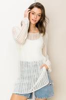 Beachin It Crochet Mini Dress Coverup: WHITE