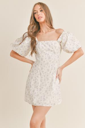 In The Clouds Floral Puff Sleeve Dress