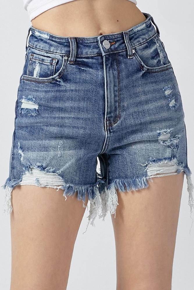 Good Time Distressed High Rise Shorts (Item #RDS6012)