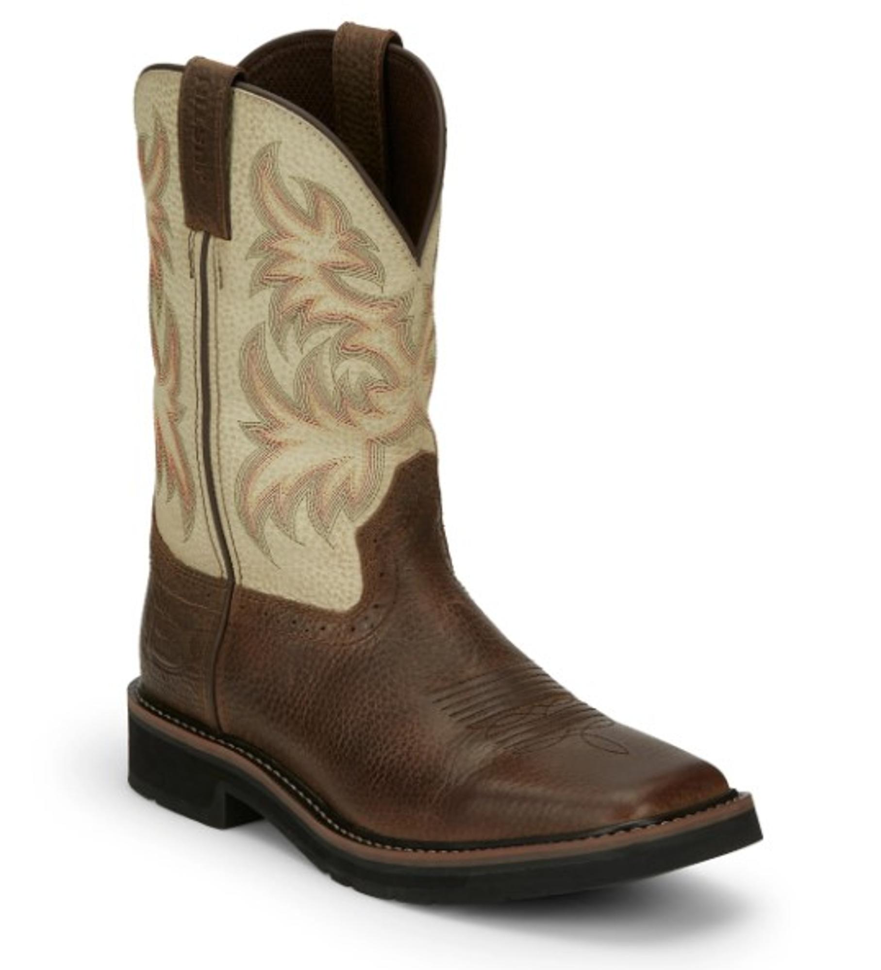 Stampede Driller Copper Brown Square Toe Work Boots