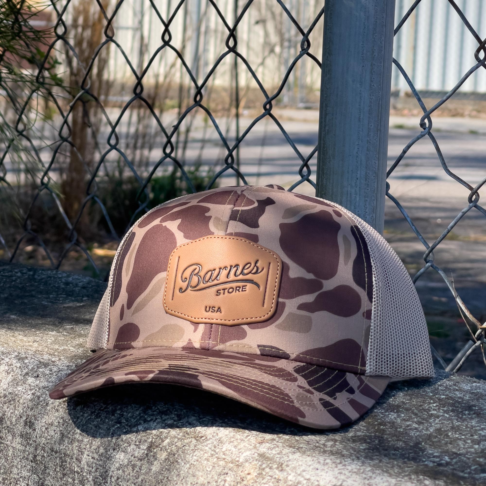 Duck Camo Leather Patch Trucker Hat