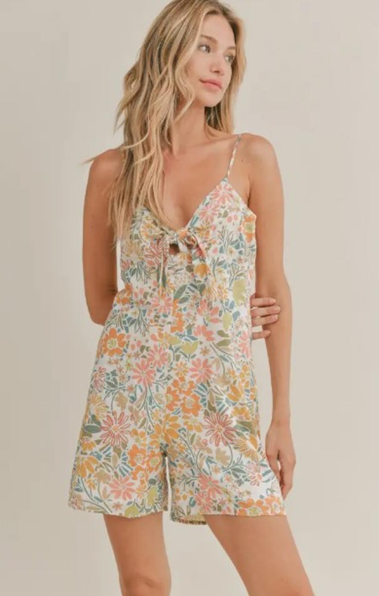 Dream On Tie Front Floral Romper