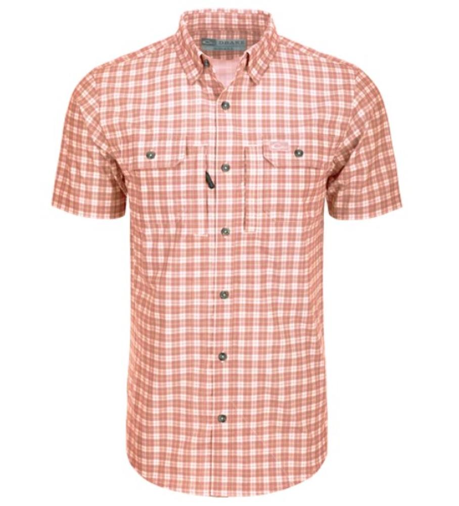 Hunter Creek Check Plaid Short Sleeve Shirt: Peach Pearl