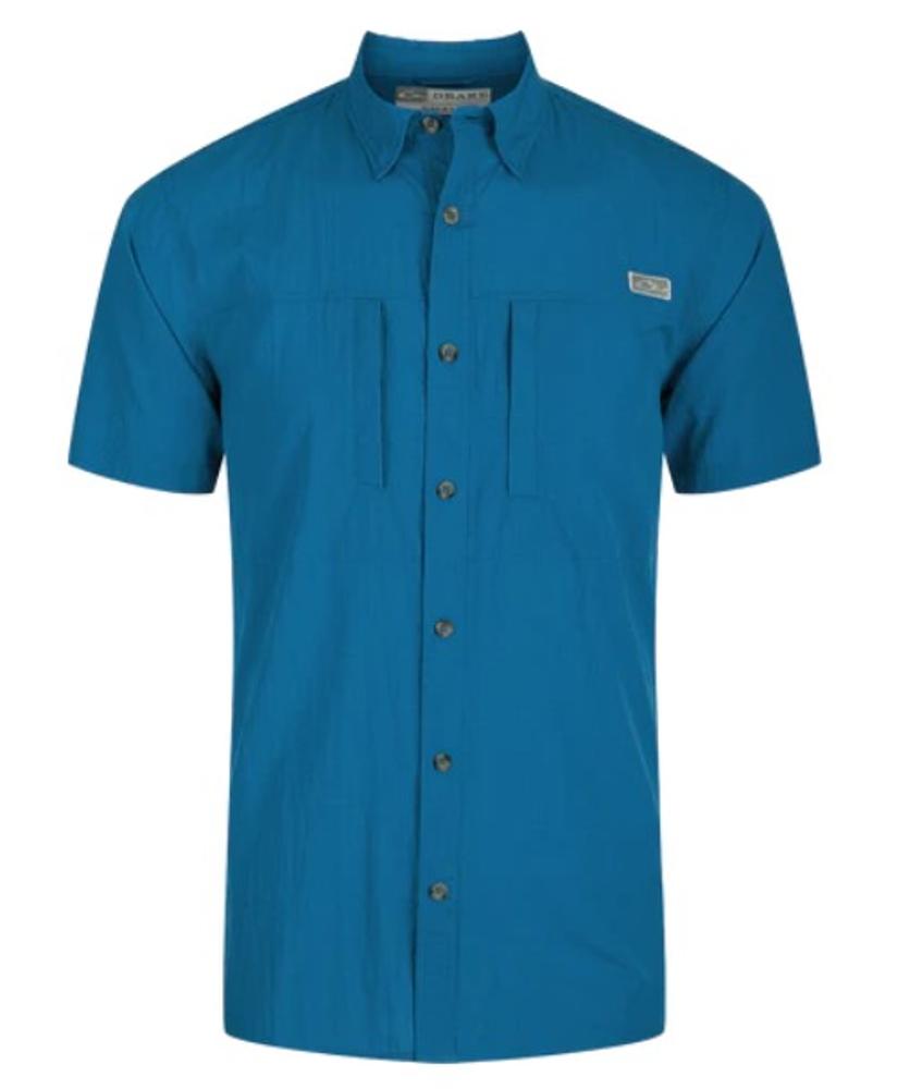 Classic Seersucker Minicheck Short Sleeve Button Up Shirt: Marina Blue