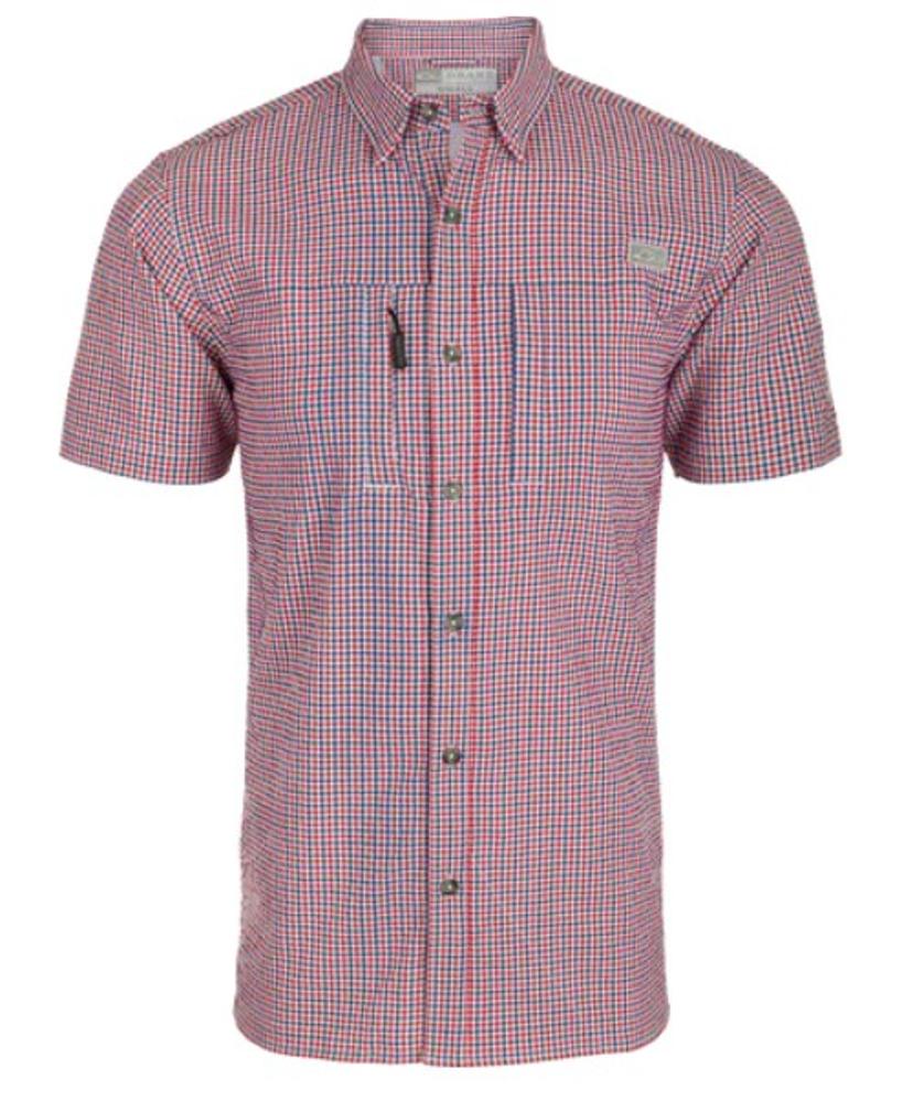 Classic Seersucker Grid Check Short Sleeve Button Up Shirt (Item #DS2250)