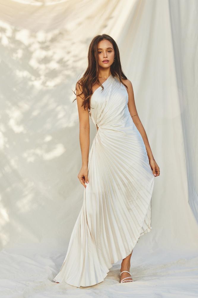 About Time Pleated Maxi Dress: PEARL