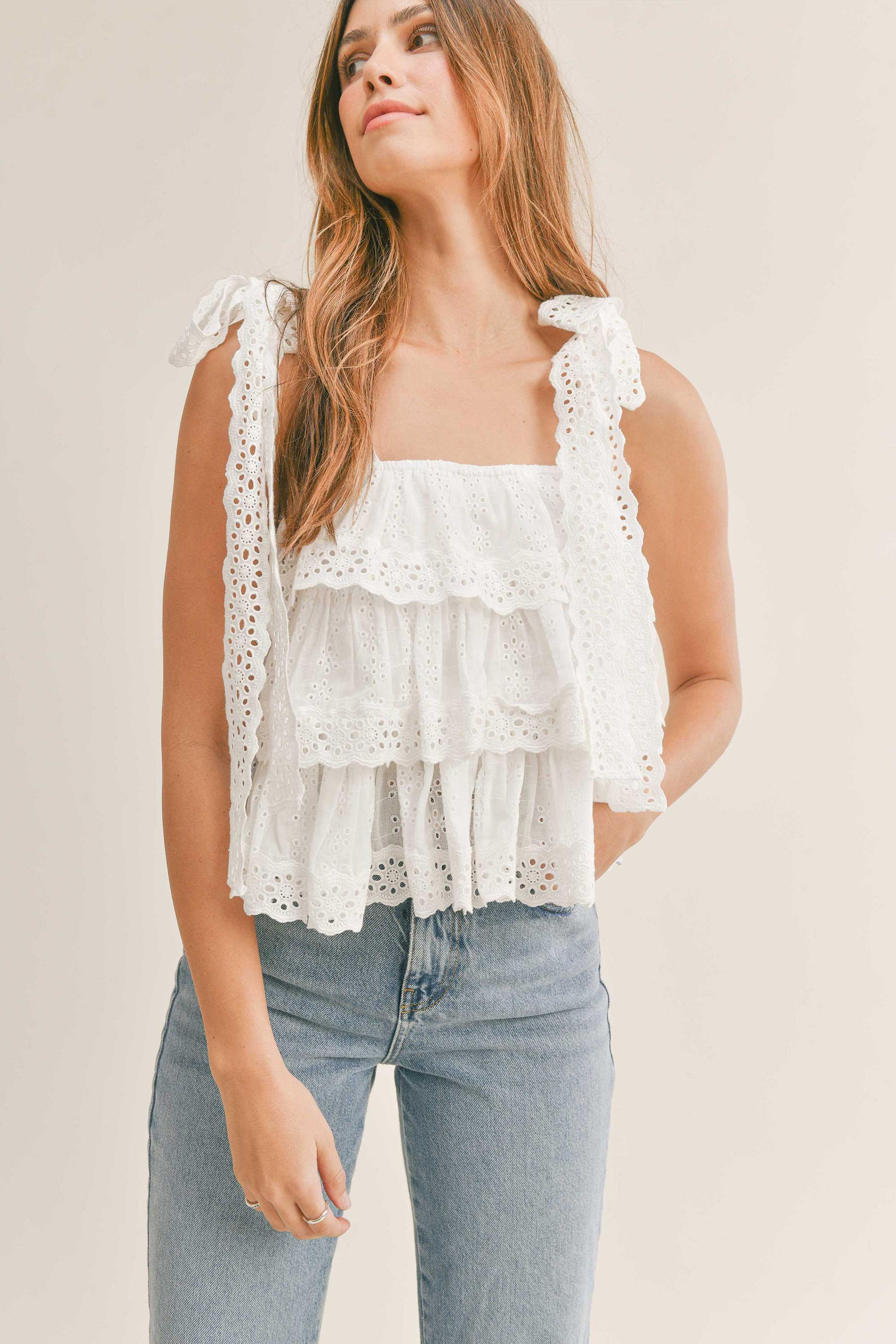  Trying To Love Lace Strap Top