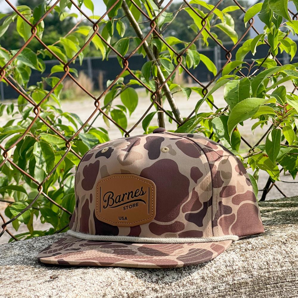 Barnes Leather Patch Duck Camo Roper Hat
