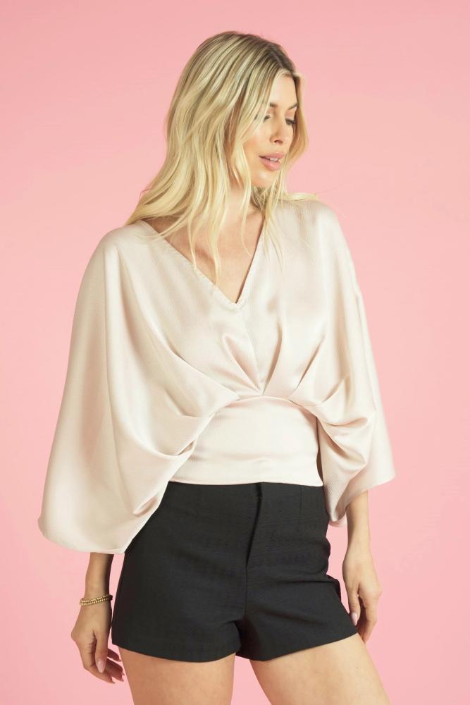 Live It Up Flowy Sleeve Top: SAND