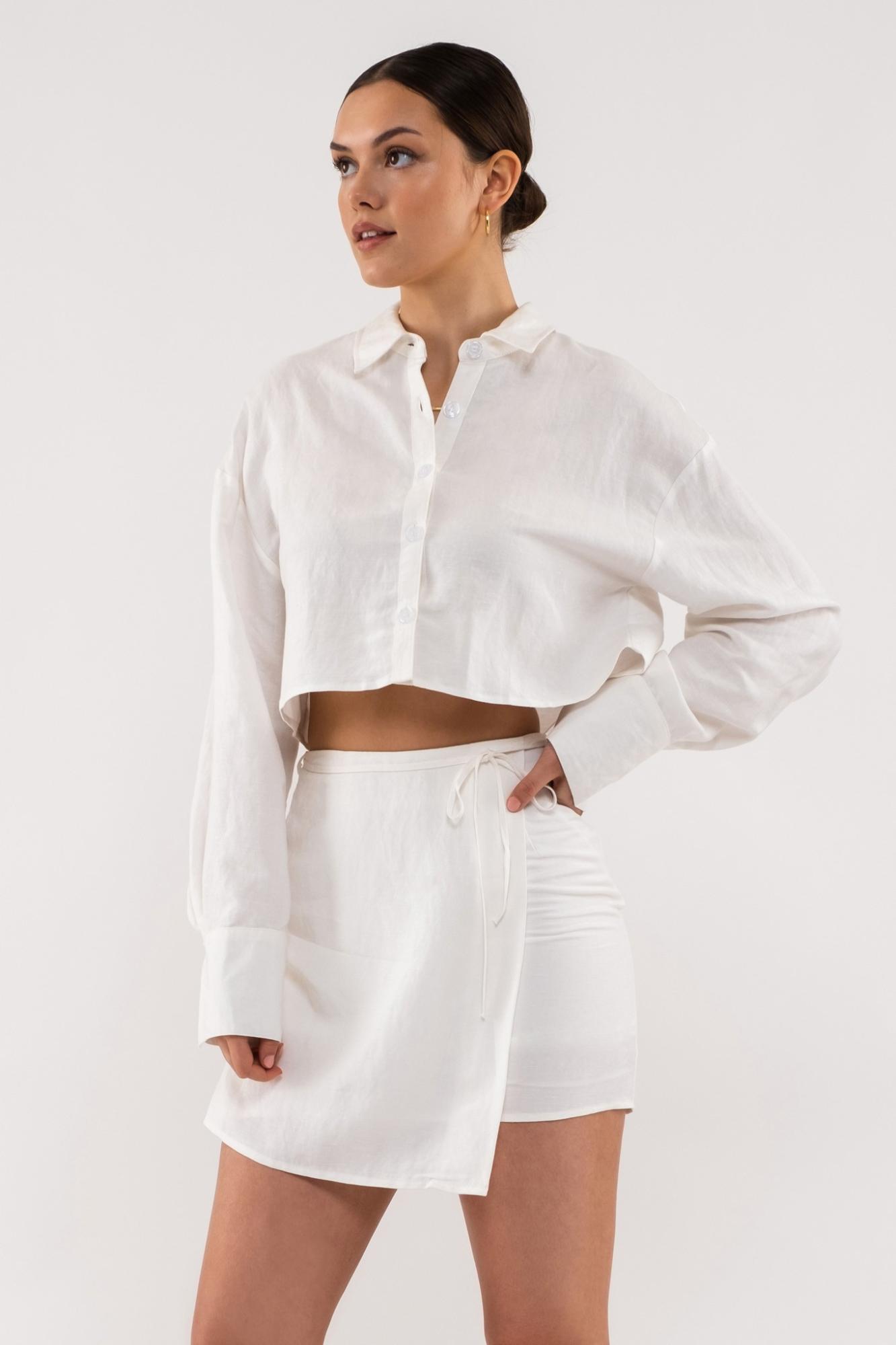 Alone With You Cropped Button Up Top