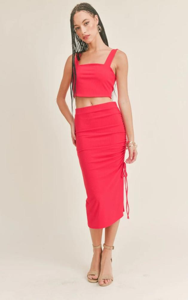 Bold Girl Tie Back Crop Top: RED