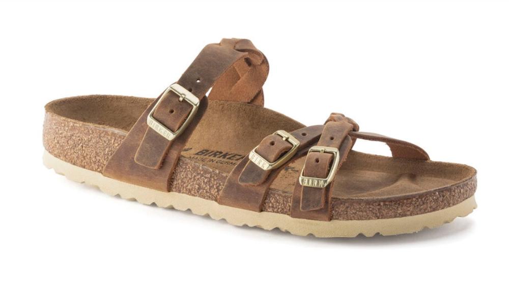 Franca Braided Leather Sandals: COGNAC