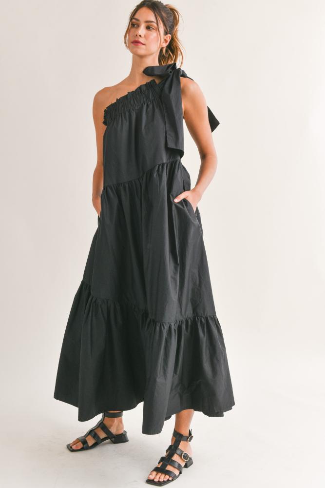 City Rides One Shoulder Tied Maxi Dress (Item #MD3461)