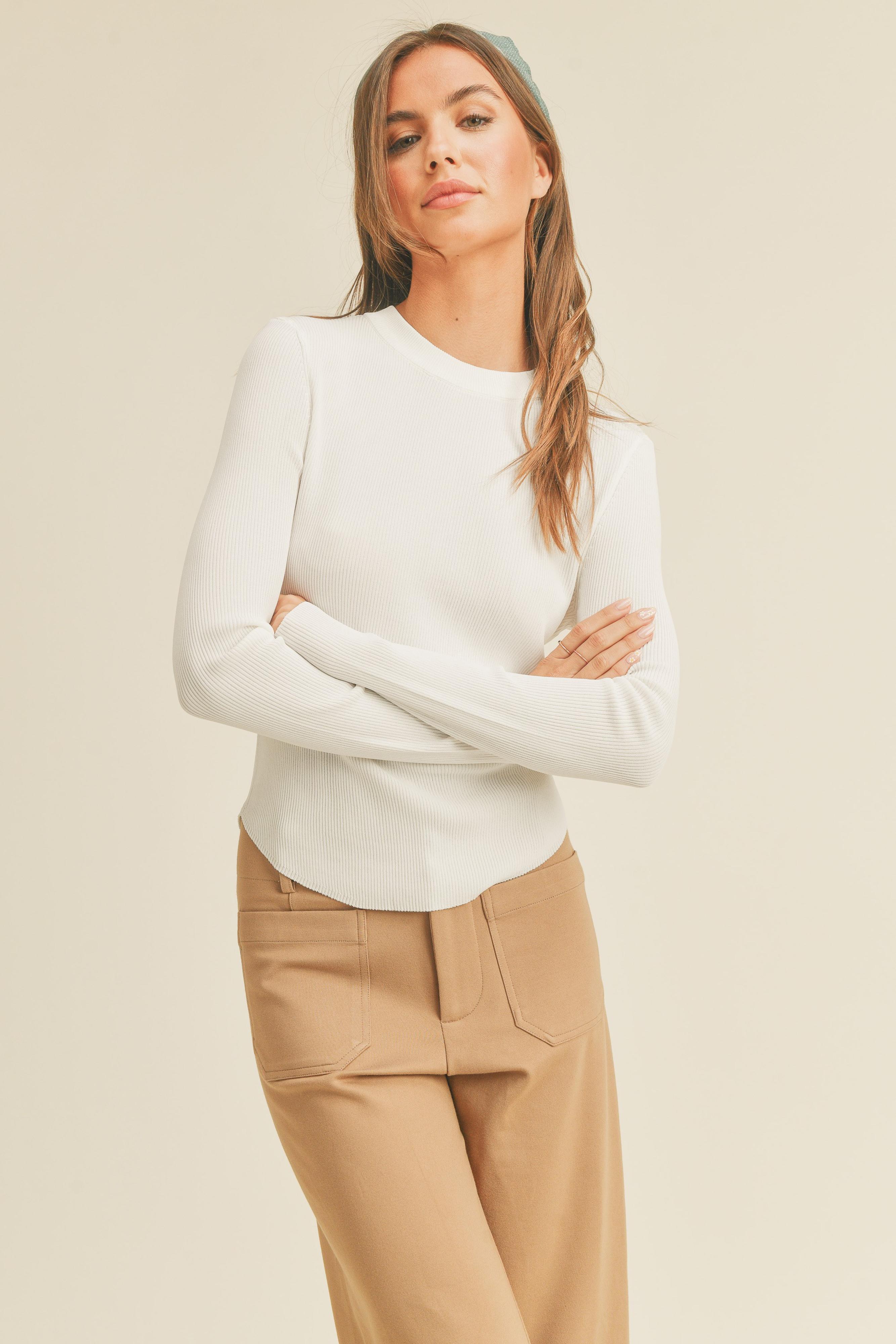  Harbor Breeze Ribbed Long Sleeve Top