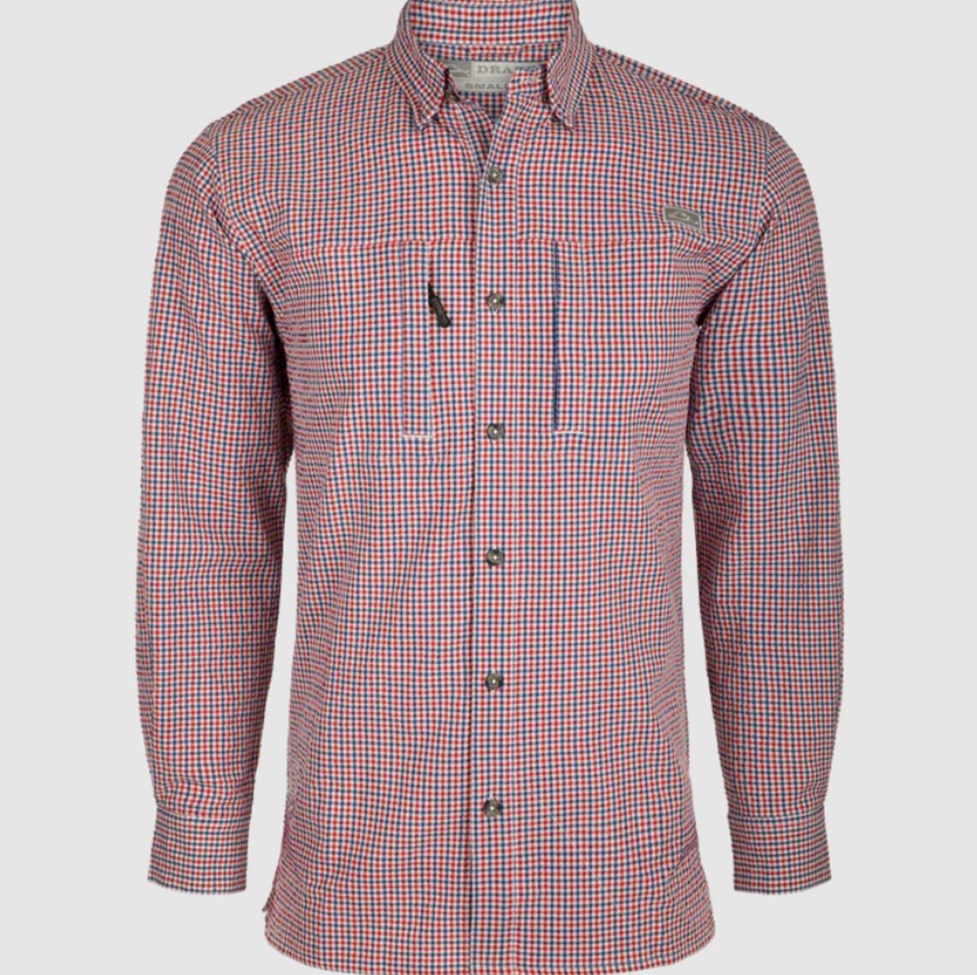 Classic Seersucker Grid Check Long Sleeve Button Up Shirt