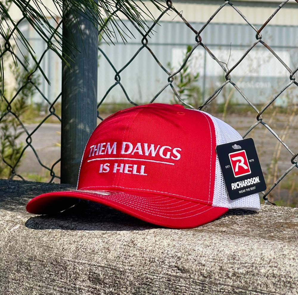 Them Dawgs Is Hell Trucker Hat (Item #112-DAWGS-RED)