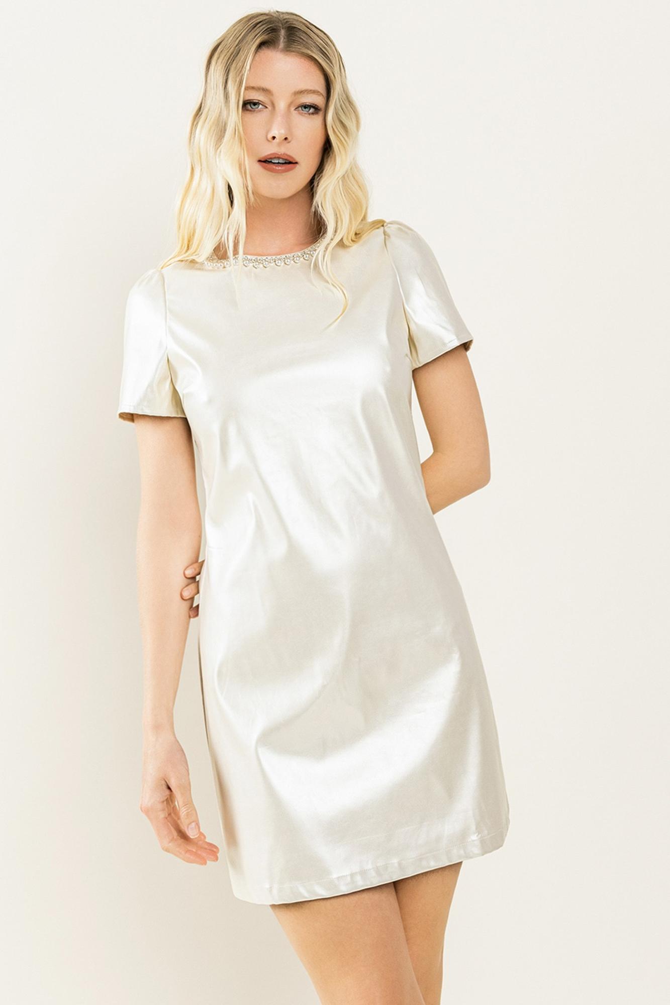Bride To Be Pearl Detail Short Sleeve Dress