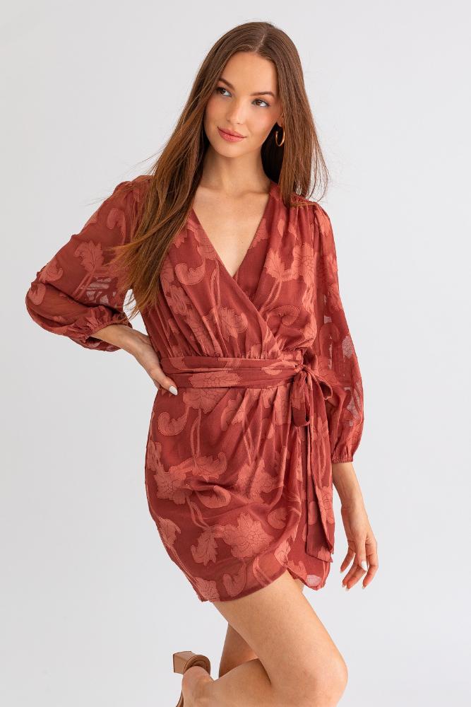 Truly Yours Balloon Sleeve Dress: ROSE