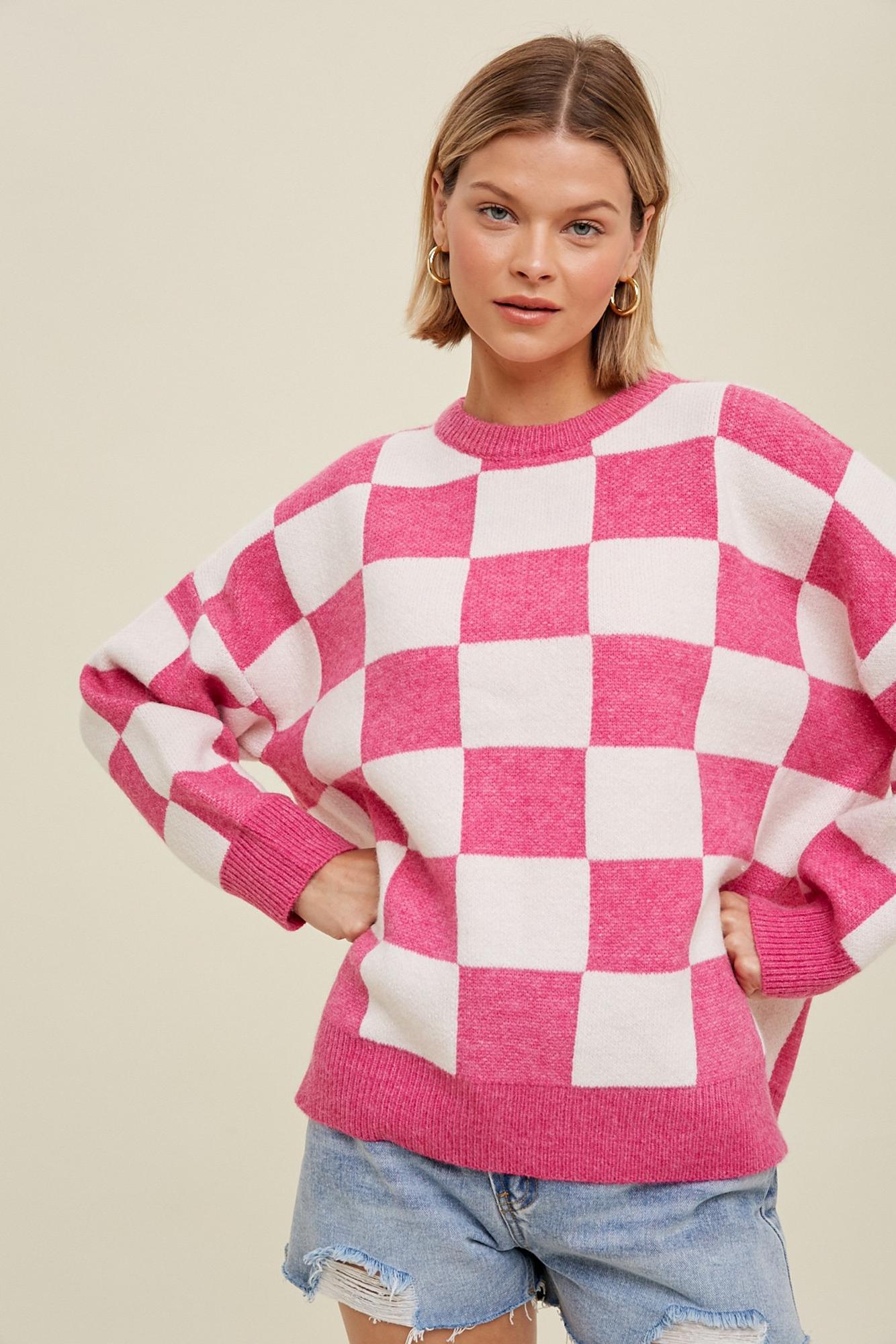 Obsessed With Me Checkered Sweater