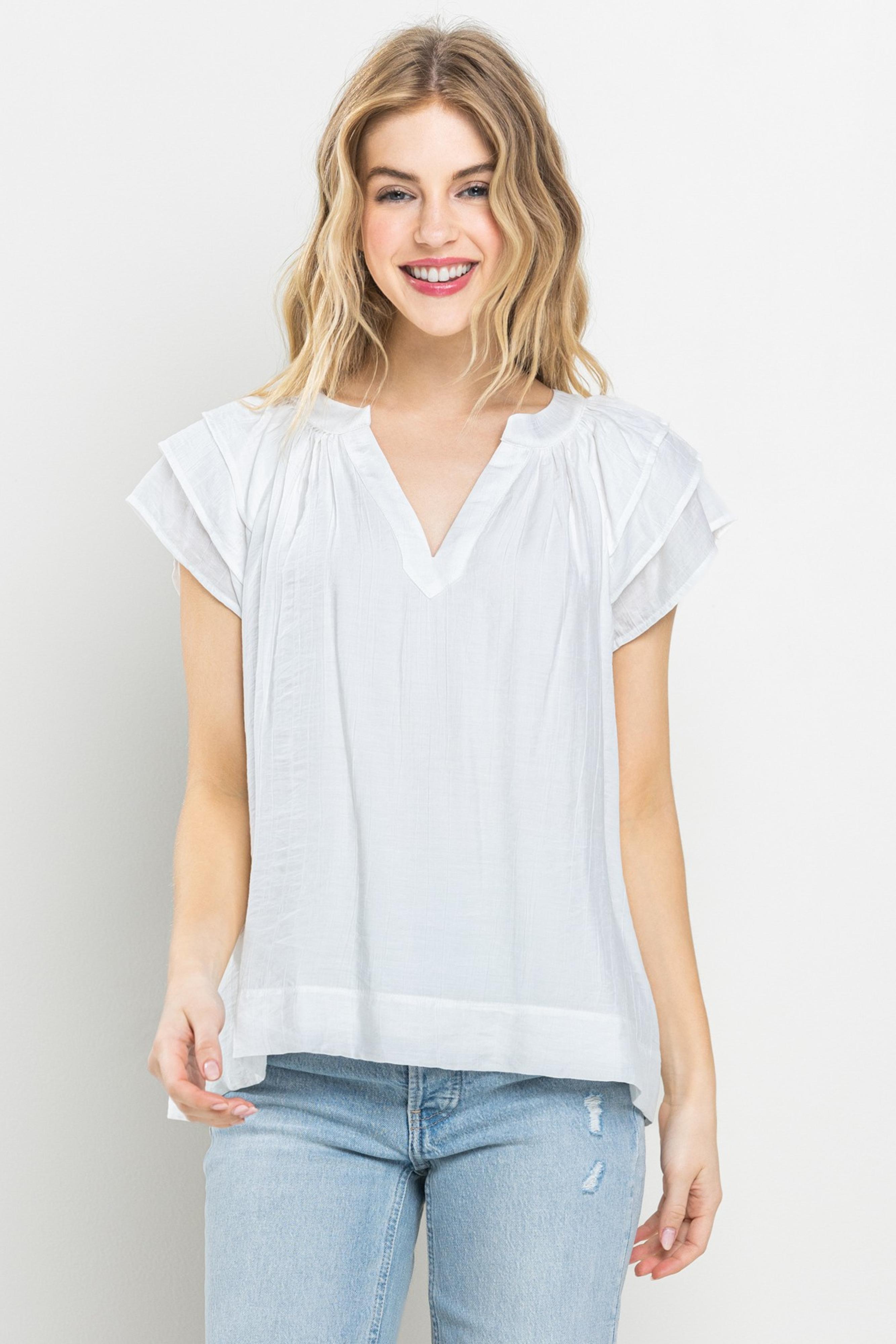  Be Here V- Neck Ss Top