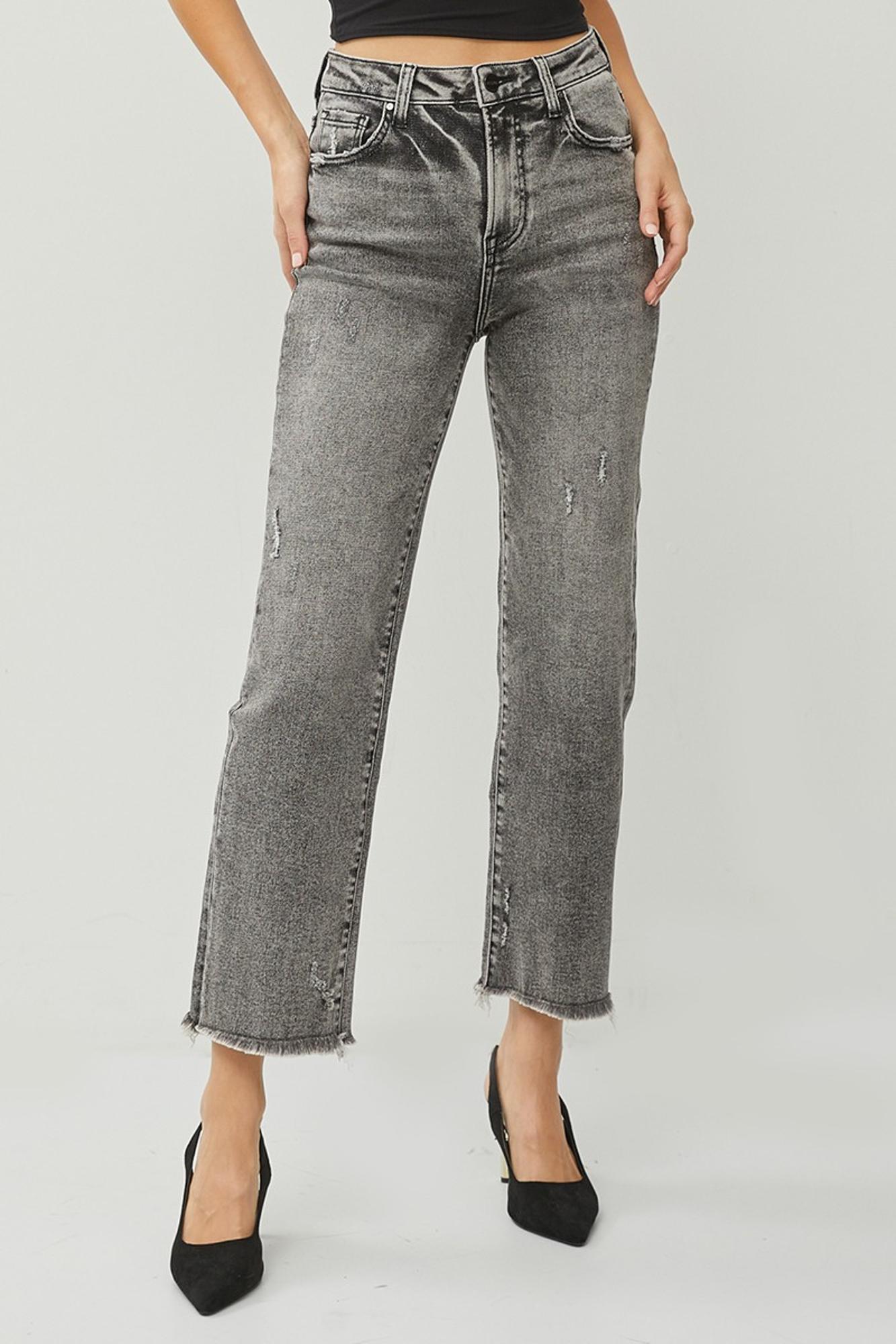 Kaitlyn's Fav Straight Leg Distressed Cropped Jeans