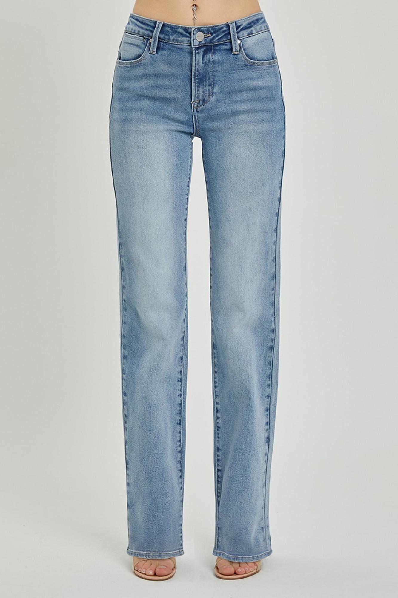 Mid Rise Long Straight Legged Jeans