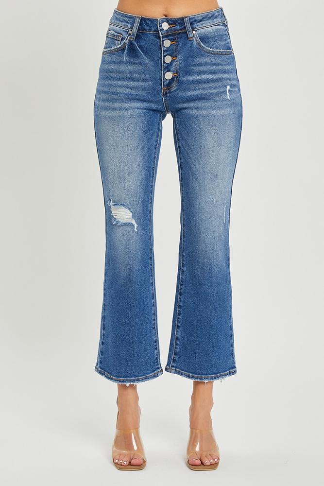 The Marlen Mid Rise Cropped Jeans: DARK