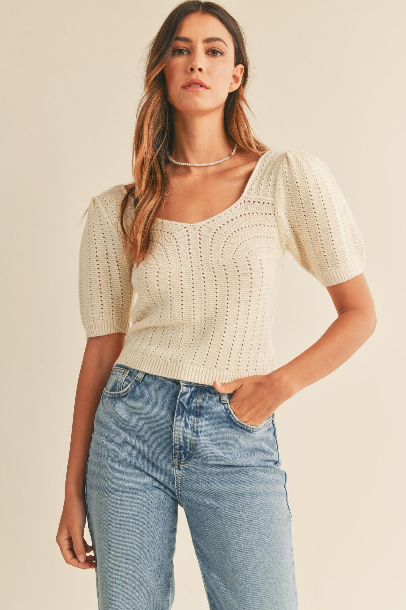 Reese's Favorite Puff Sleeve Knit Top