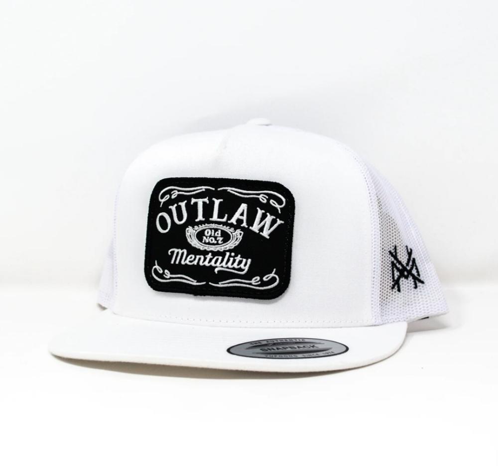 Outlaw Mentality Trucker Hat: WHITE