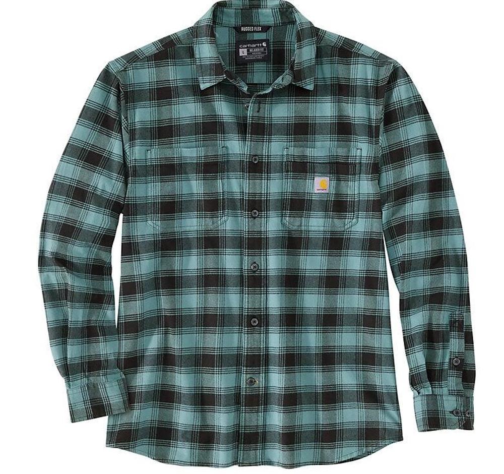 Midweight Flannel Long Sleeve Plaid Shirt (Item #105945-GE0)