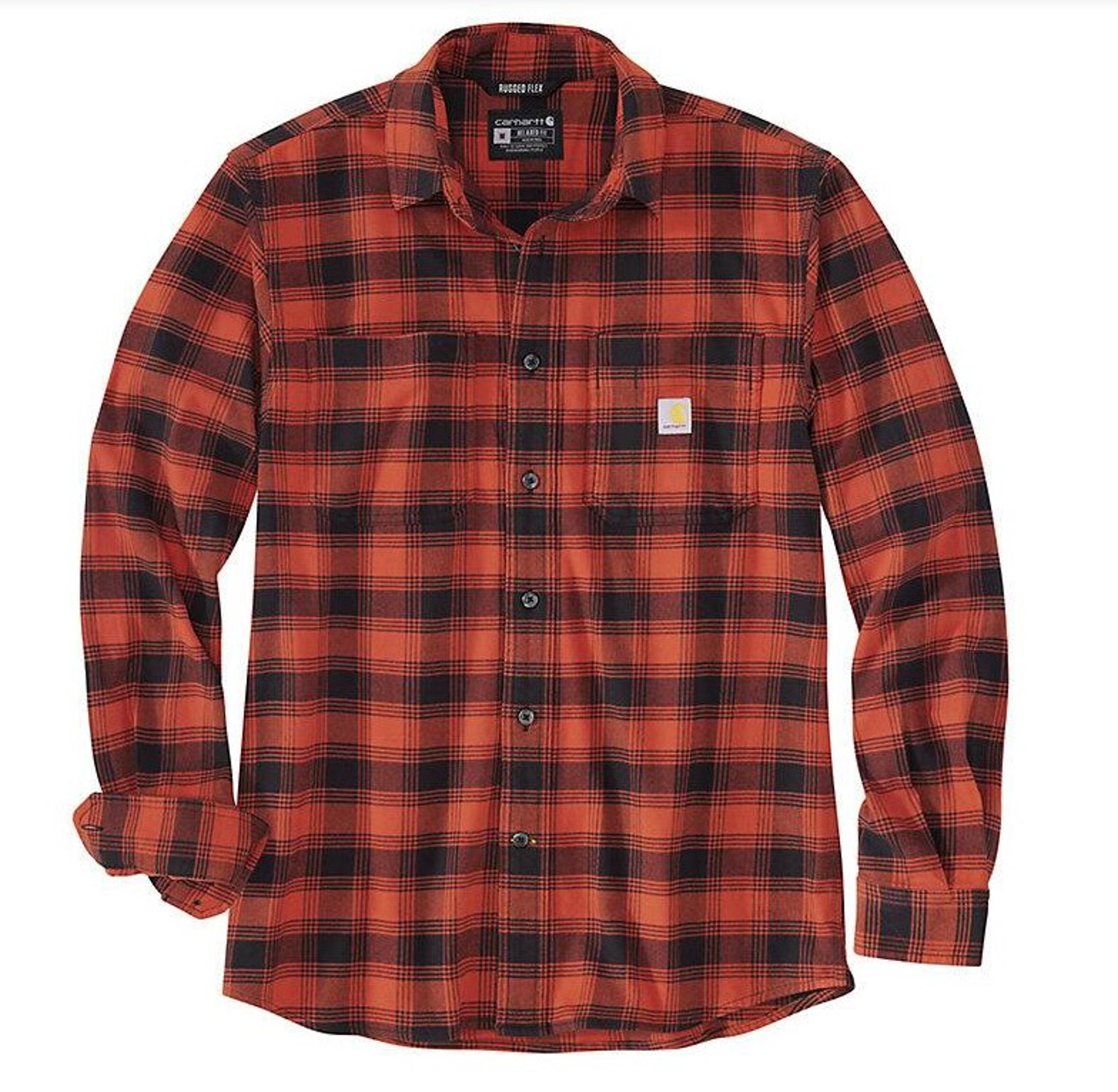  Relaxed Fit Midweight Flannel Long- Sleeve Plaid Shirt