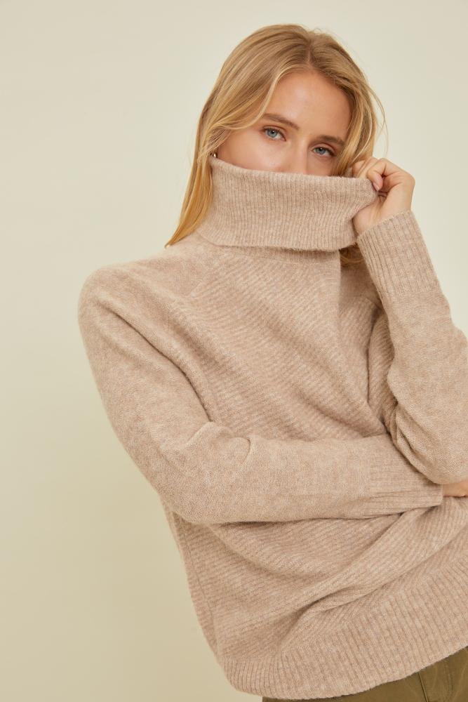The Kaitlyn Turtleneck Sweater: MOCHA