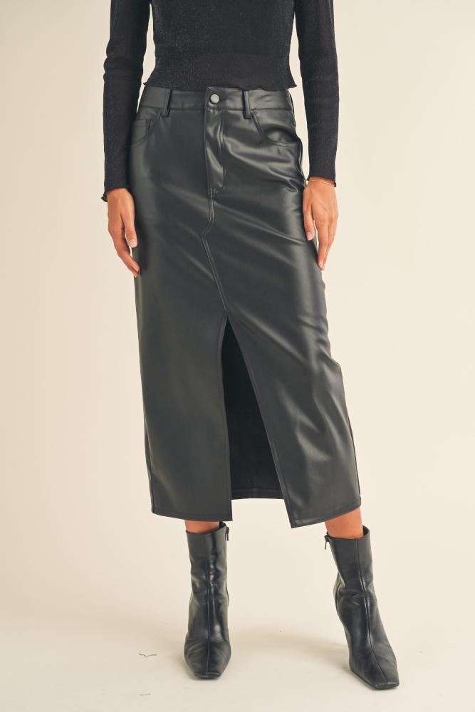 Be Different Leather Midi Skirt
