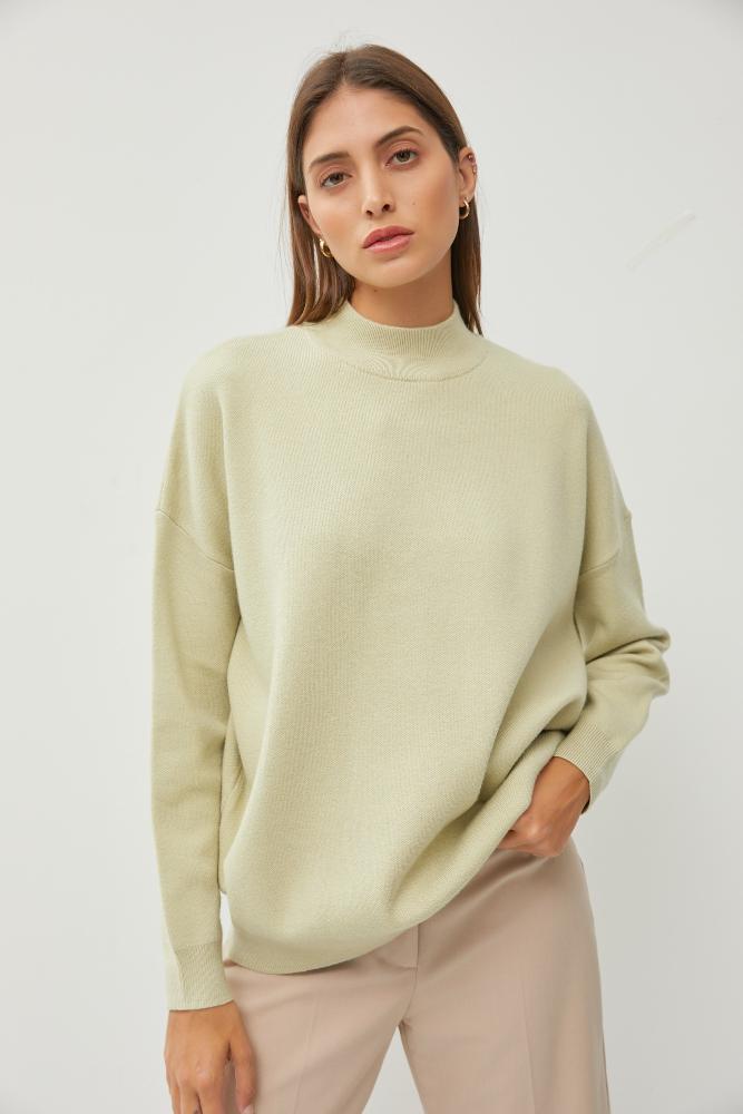 Kristi High Neck Sweater: PISTACHIO