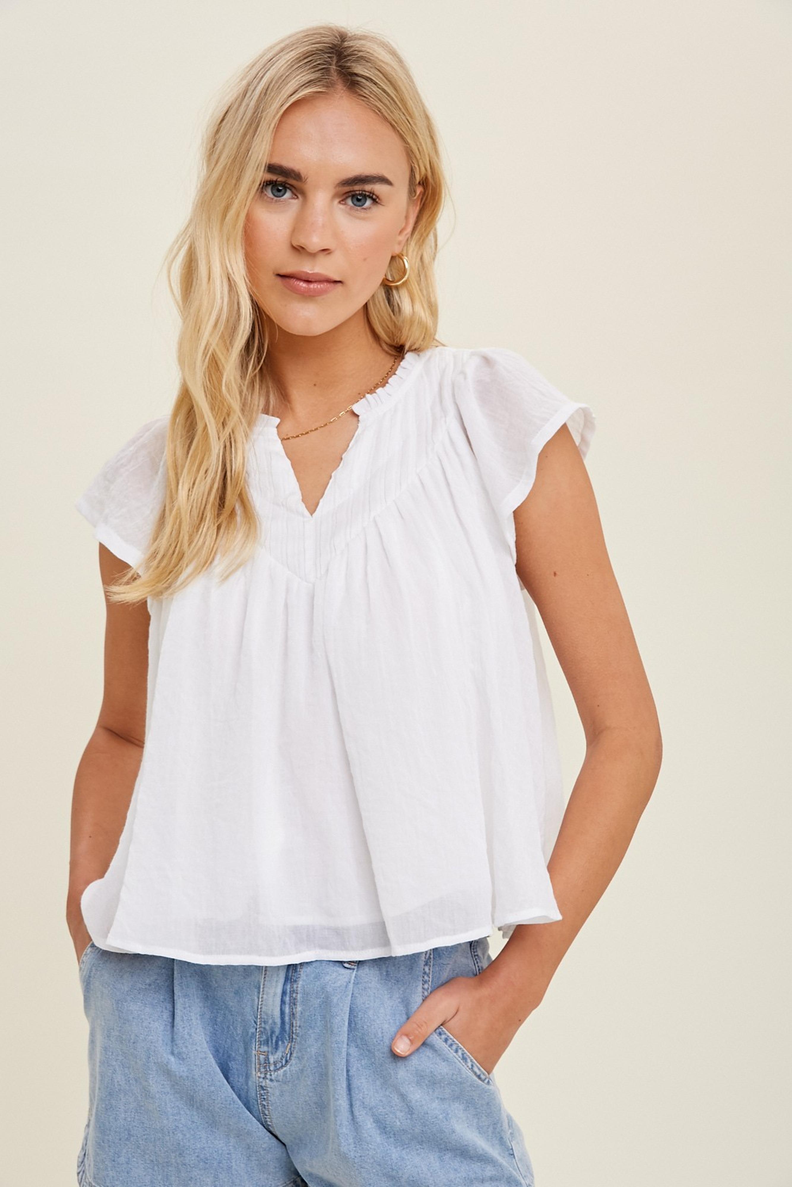  Times Ticking Pleated Ss Top