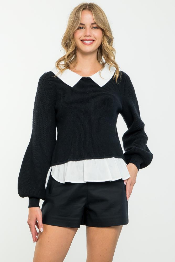 Comes With Age Collared Sweater: BK