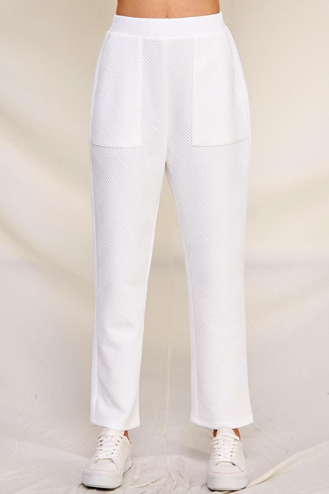 Something Good Textured Pants: WHITE