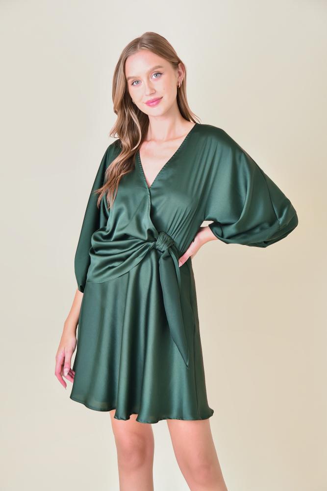 Take Your Time Puff Sleeve Dress: HUNTER