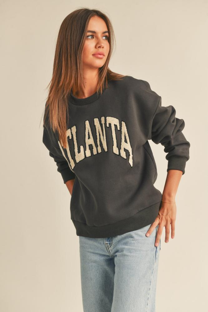 Atlanta Letter Patch Sweatshirt: CHARCOAL