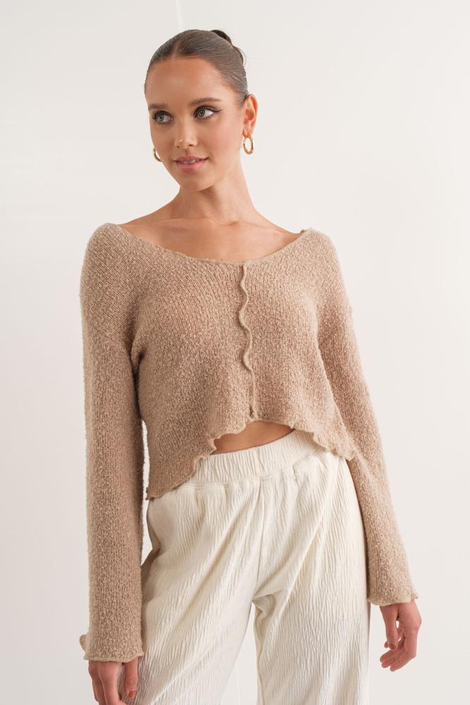 It`s A Habit Knit Sweater: TAUPE