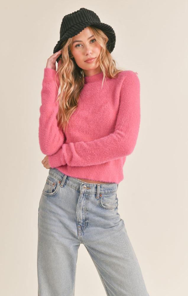 Aria Fuzzy Sweater: MAGENTA