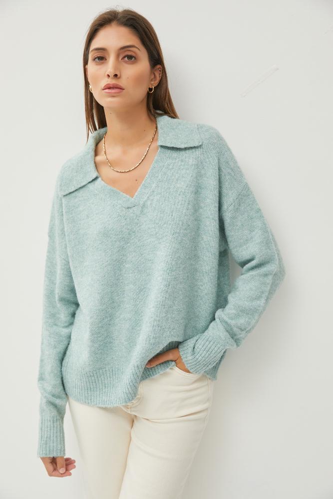Talk About You Collared Sweater: MINT