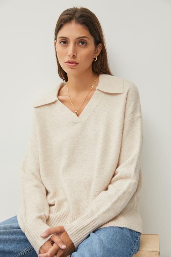 Talk About You Collared Sweater: VANILLA